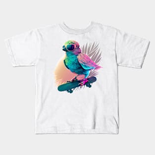 Bird on a Skateboard Kids T-Shirt